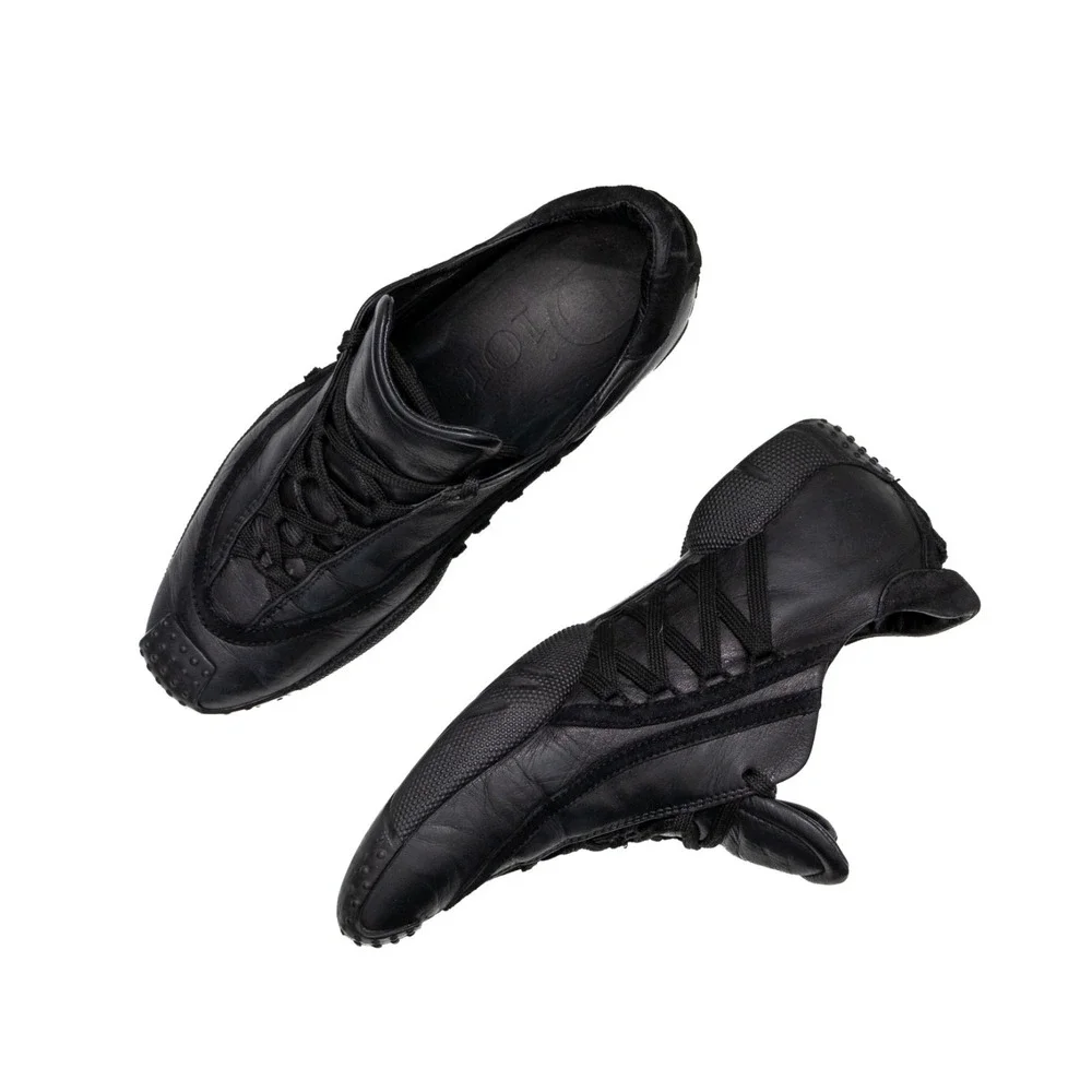 Christian Dior Galliano Era Black Leather‎ Derby Cross Laced Trainers Size US 5